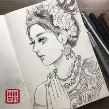 Saree Indian Traditional Costumes Drawing Art Indiangirl Fanart Pencil Line Animation Art Sketches Art Drawings Sketches Creative Girly Drawings