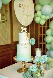 Pastel Mint And Blue Baby Shower Cake Babyshower Babyshowerideas Babyshowercake Cakespirati Pastel Baby Shower Mint Green Baby Shower Green Baby Shower