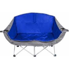 2 Person Love Seat Folding Camping Chair Oversize Tailgating Sports Events Blue Camping Furniture Camping Chairs Folding Camping Chairs