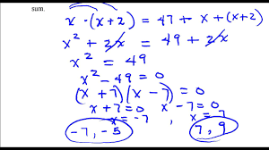 Find Two Consecutive Odd Integers Whose Product Is 47 More Than Their Sum Youtube
