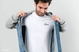 Download Download Premium Psd Of Man In A Half Denim Hoodie Jacket Mockup 2291281 Denim Jacket With Hoodie Denim Hoodie Hoodie Jacket