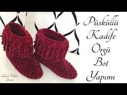 Tig Isi Orgu Puskullu Kadife Bot Tarif 30 31 Numara Youtube Kadife Tig Isleri Bot