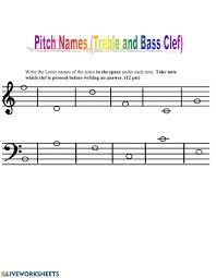 G f f c d e b a d g d c a c b b a bass clef: Pitch Names Worksheet