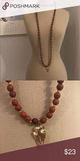 Gold Brown Sharktooth Necklace Brown Gold Necklace Wrap Necklaces