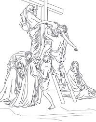 Thirteenth Station Jesus Is Taken Down From The Cross Coloring Page Free Printable Coloring Pages Cross Coloring Page Jesus Coloring Pages Coloring Pages