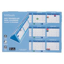 Our executive design of keyboard/monitor calendar strip provides a motivational back splash for your monthly obligations. Whsmith 2021 Triangle Desk Calendar Whsmith