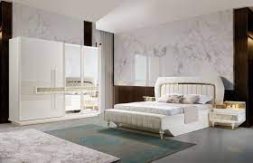 Auf wunsch auch schrank 6. Lidya Schlafzimmer Komplett Pena 5 Teilig In Weiss Gold Kaufen Bei Mobel Lux