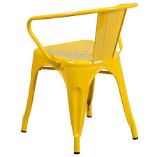 Vintage folding chaise lounge/lawn chair yellow & white vinyl webbing. Commercial Grade Yellow Metal Indoor Outdoor Chair With Arms Walmart Com Walmart Com