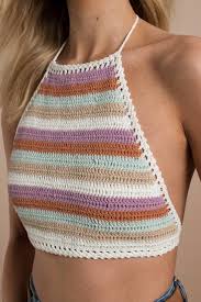 Crop Tops Cute Long Sleeve Crop Tops Halter Crop Tops Tobi Orgu Orneklerim Crop Tops White Multi Krose Ust Kiyafetler Elisi Gobegi Acik Kiyafetler