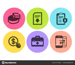 Pie Chart Privacy Policy And First Aid Icons Set Buy