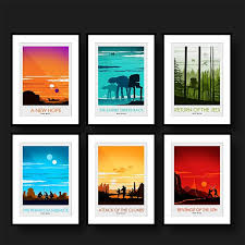 Poster Art Print Set Of Six Star Wars Movie Posters Poster Star Wars Wall Art Star Wars Movies Posters Star Wars Prints