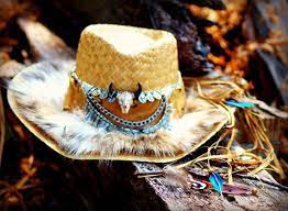 Bohemian Embellished Upcycled Cowboy Hat Faux Fur Kuchi Tribal Etsy Cowboy Hats Straw Cowboy Hat Cowboy