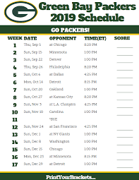 Printable Green Bay Packers Schedule 2019 Season Packers Schedule Green Bay Packers Green Bay Packers Football