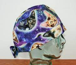 Cat Heads In Space Animals Surgical Scrub Hat Scrub Cap Etsy Surgical Scrub Hats Scrub Hats Scrub Caps