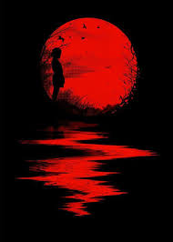 Beautiful Black And Red Paintings The Land Of The Rising Sun Landscapes Poster Print Metal Posters Displate In 2020 Dark Art Photography Silhouette Art Black Canvas Paintings