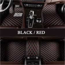 Luxury Diamond Stitched Floor Mats Black With Red Stitching Porsche Full Set Custom Car Floor Mats Car Floor Mats Car Accessories