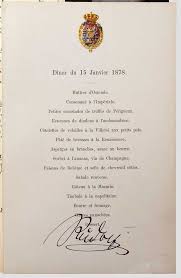 Menu Dated 15 January 1878 Bearing The Original Signature Of The Crown Prince Rudolf In Dark Ink Rudolf Shattered Dreams Holy Roman Empire