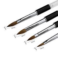 Nmkl38 4pcs Oval Kolinsky Sable Acrylic Nail Brushes Pens Clear Rhinestone Handle Professional Nail Art Design C Acrylic Nail Brush Nail Brushes Nail Art Tools