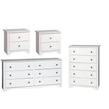 4 Piece Set With 2 Nightstands Dresser And Chest In White Walmart Com White Dresser Wood Top Dresser Sets White 6 Drawer Dresser