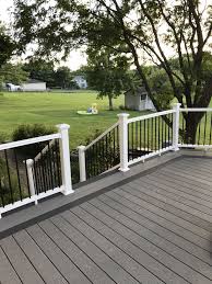 Winchester And Pebble Grey Trex Deck Deck Railings Patio Deck Designs Deck Design