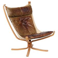 Falcon chair by sigurd resell. Sigurd Ressell Falcon Chair With Brown Leather Cushions By Vatne Mobler Norway For Sale At 1stdibs
