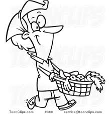 It's been a long day, right? Cartoon Coloring Page Line Art Of A Lady Carrying A Harvest Basket 380 By Ron Leishman