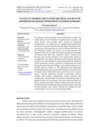 Citizens can get a social security number provided they are in the country legally. Pdf The Role Of Financial Institutions And Social Security For Indonesian Household Opportunities To Opens Businesses