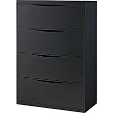 Locking drawers with ball bearing slide suspension. Interion 36 4 Drawer Premium Lateral File Cabinet Black 252470bk Globalindustrial Com