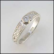 Celtic Gold Ring With Diamond R15 Bezel Set Celtic Engagement Rings Celtic Rings Women Celtic Wedding Rings