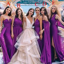 Purple Bridesmaid Dresses Mixed Style Chiffon Pleats Floor Length Maid Of Honor Wedding Guest Gown Custom Made Db061 Autumn Bridesmaid Dresses B2