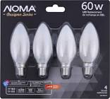 Designer Series LED Chandelier Frosted B10 60W Filament Light Bulb, 4-pk NOMA