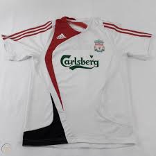 Choose the classic red home kit as worn at anfield or support the team on their travels with the latest away and european kits. Adidas Liverpool Fc Jersey White Red Carlsberg Tri Stripe Soccer Football Mens M 1928643045