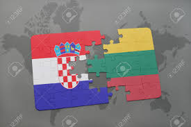 Though officially adopted in 1923, the latvian flag was in use as early as the 13th. Puzzle With The National Flag Of Croatia And Lithuania On A World Map Background 3d Illustration Stock Photo Picture And Royalty Free Image Image 60831877