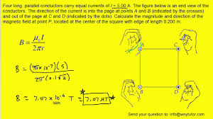 A point at which two or more elements are joints together is called node.while a point where three or more in the above figure we can say that point a,b,c,d,e,f.are nodes and point c & f are called junction. Four Long Parallel Conductors Carry Equal Currents Of I 5 00 A The Figure Below Is An End View O Youtube