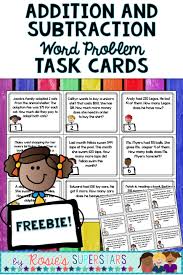 These Fun And Free 27 Addition And Subtraction Word Problem Task Cards Are A Fun Way For Stude Subtraction Word Problems Word Problems Task Cards Word Problems