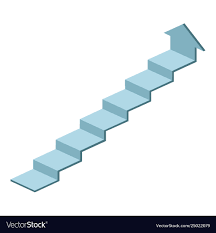 isolmetric stairs up 3d chart arrow for