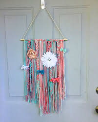 Boho Wall Hanging Bow Holder Yarn Wall Hanging Nursery Decor Wall Decor Hanging Bow Holder Baby Girl Decor Yarn Wall Hanging Diy Hair Bow Holder Diy Bow Holder