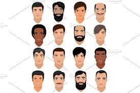 Beard And Hair Man Face Mask Hairstyle Cartoon Vector Collection In 2020 Cartoon Hair Beard Vector Male Face