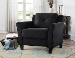 Lifestyle Solutions Taryn Rolled Arm Chair In Black Fabric Walmart Com In 2020 Living Room Chairs Black Accent Chair Plush Chair