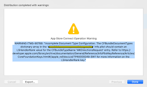 Warning Itms 90788 Incomplete Document Type Configuration Stack Overflow