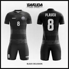 Kalau pusing memilih warna baju, maka pilihlah hitam atau putih. Desain Baju Bola Futsal Full Print Warna Hitam Elegant Kaos Futsal Printing