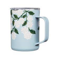 Rifle's cream hydrandgea floral print will help make your drinks a little more fun and a lot more beautiful all day long. Corkcicle Coffee Mug Rifle Paper Co Blue Hydrangea 16oz Urban General Store