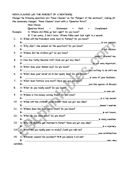 Unlike noun phrases, noun clauses contain both a subject and a verb. Noun Clause Esl Worksheet By Melal