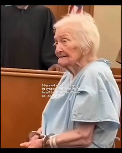 A viral image showed a 91-year-old woman in a hospital gown, hands  shackled, arrested for trying to steal the medicine her 88-year-old husband  needed to live. Their insurance had lapsed, turning a $50 ...