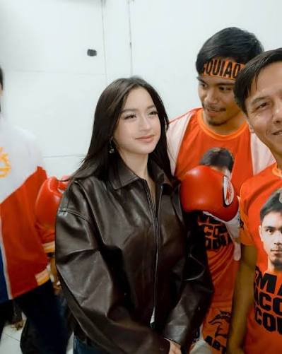 FUTURE WORLD CHAMPION' Actress Jillian Ward amused netizens after sharing  snaps from the recent fight of Eman Bacosa Pacquiao in Bohol on February  28, 2026. Jillian personally witnessed the match and showed