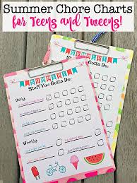 summer chore chart for teens and tweens free printable