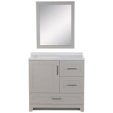 Home Decorators Collection Dorston 36 5 In W Bath Vanity In Gray With Solid Surface Vanity Top In Polar Gray Wit In 2020 Solid Surface Vanity Top Bath Vanities Vanity