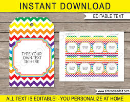 Origami style sticker and banner template. Rainbow Party Favor Tags Thank You Tags Birthday Party