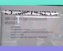 Lowongan kerja asisten apoteker januari 2021 temukan loker terbaru yang sesuai dengan lokasi, pendidikan dan minat anda. Lowongan Kerja Apotek Pertigaan Kaligua Paguyangan Februari 2019