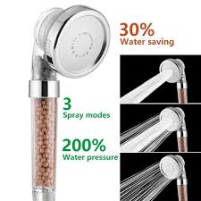 Ionic Filter Shower Head With Ion Mineral Balls High Pressure 3 Way Spray Head Shower Heads Save Water Handheld Shower Head